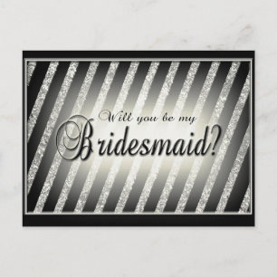 Silver, Gold and Black Bridesmaid Invitation