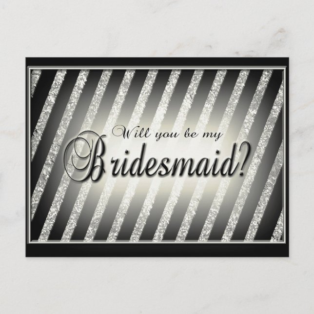 Silver, Gold and Black Bridesmaid Invitation (Front)