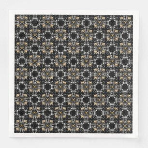 Silver, Gold, and Black Hollywood Regency Pattern Napkin
