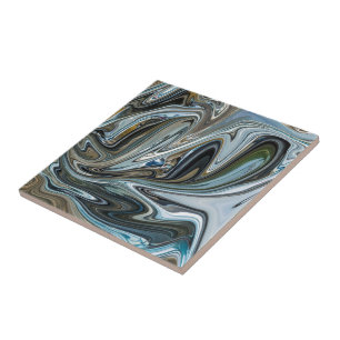 Silver, gold and turquoise abstract pattern tile