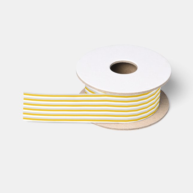 Silver, Gold and White Stripes Satin Ribbon (Spool)