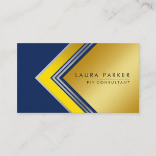 Silver Gold Blue Geometrical Finance Modern Business Card