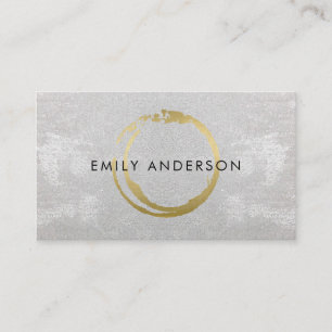 SILVER GOLD BRUSH STROKE STAIN CIRCLE MARK LOGO BUSINESS CARD