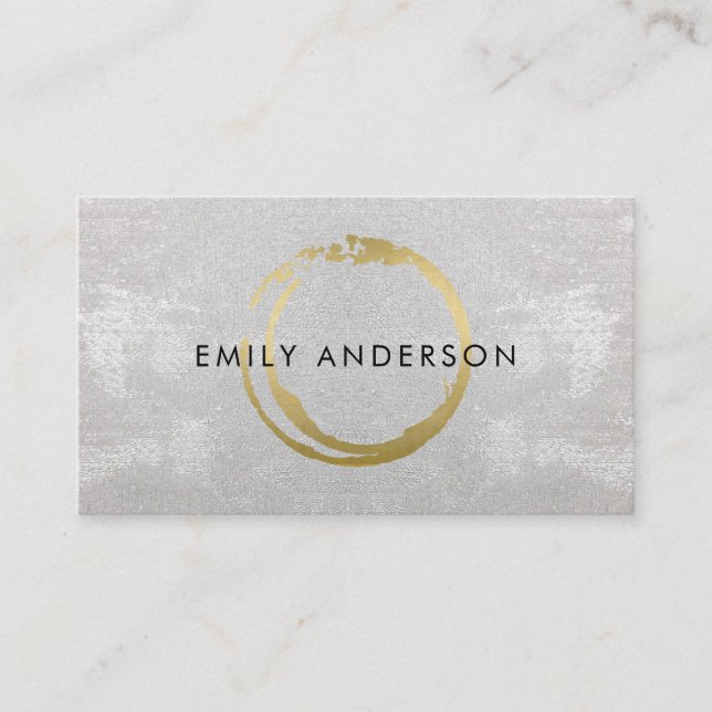 SILVER GOLD BRUSH STROKE STAIN CIRCLE MARK LOGO BUSINESS CARD (Front)