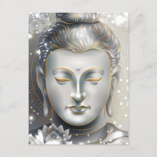 Silver & Gold Buddha Lotus Postcard