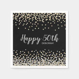 Silver Gold Confetti 50th Birthday Party Napkin