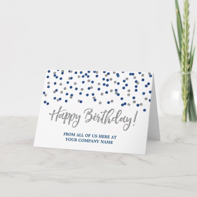 Silver Gold Dots Business From Group Birthday Card (Front)