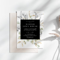 Silver Gold Floral Elegant Square Open House