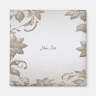 Silver Gold Floral Magnet
