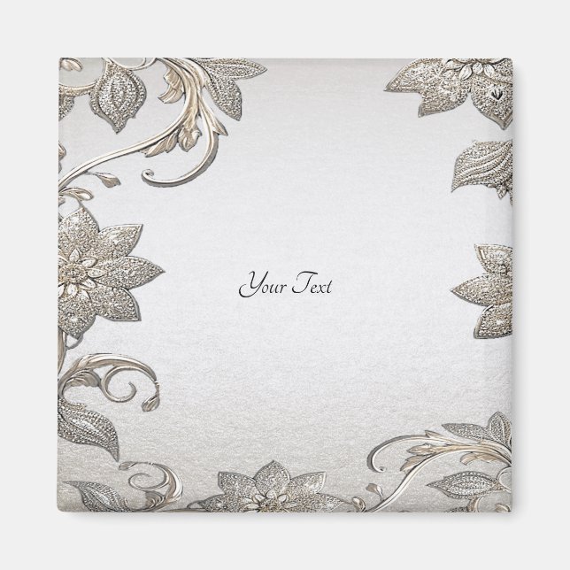 Silver Gold Floral Magnet (Front)