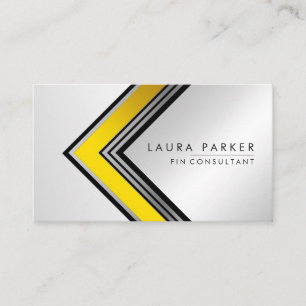 Silver Gold Geometrical Finance Modern Black Business Card