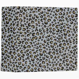 Silver Gold Glitter Black Leopard Print Binder