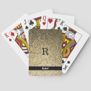 Silver Gold Glitter Chic Monogram & Name V2 Playing Cards