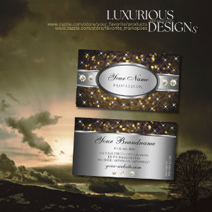Silver Gold Glitter Sparkle Stars Diamonds Graphic Business Card