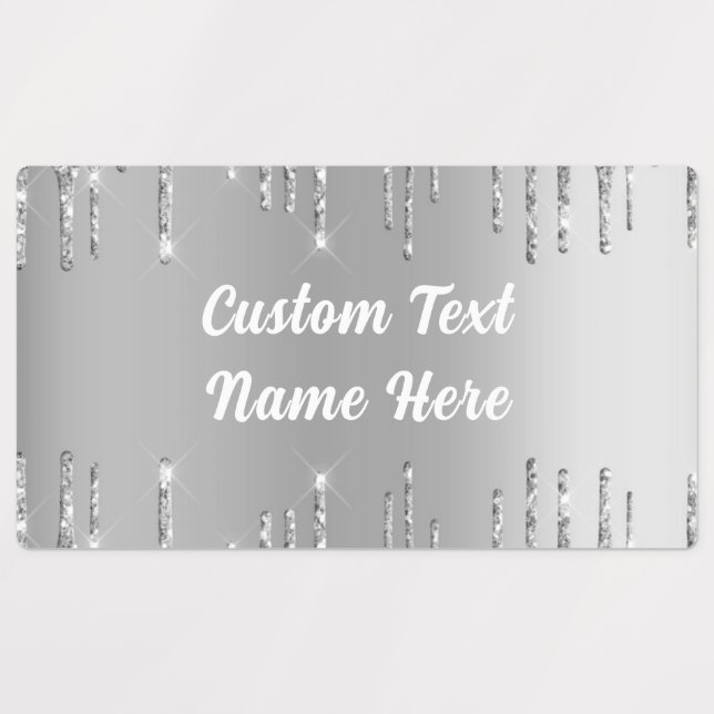 Silver Gold Glitter Sparkly Labels Custom Text (Design 3)