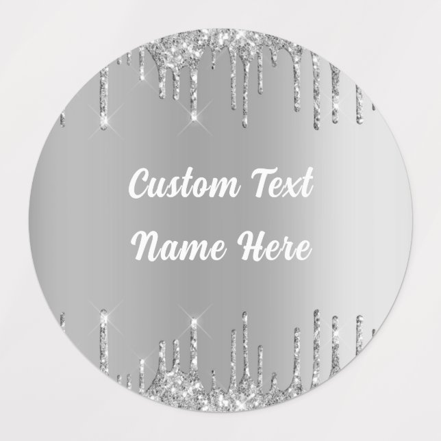 Silver Gold Glitter Sparkly Sticker Custom Text (Design 3)