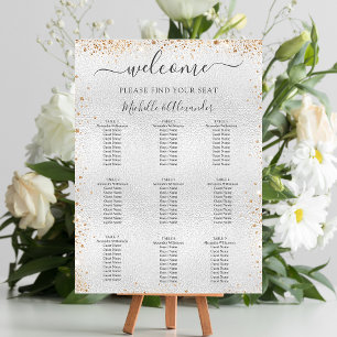 Silver gold glitter wedding dinner seating chart