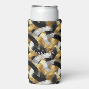 Silver Gold Glitzy Sparkle Christmas New Year Seltzer Can Cooler