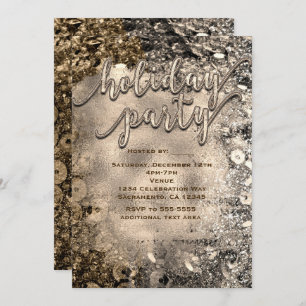 Silver & Gold Holiday Party Sequins Invitations