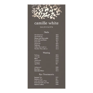 Silver Gold Leaves Beauty Salon Price List Menu