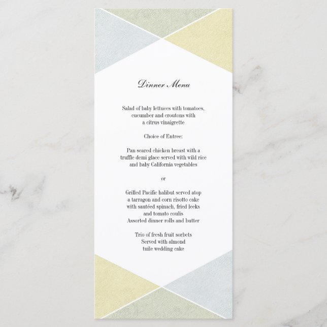 Silver Gold Metal Look Industrial Chic Menu (Devant)