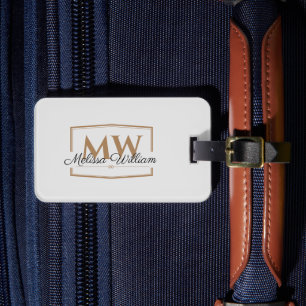 Silver Gold Monogram Name Luggage Tag