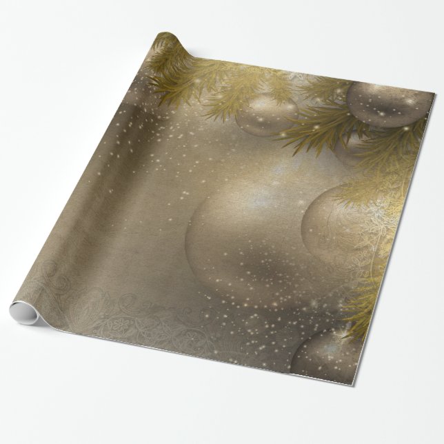 Silver gold ornaments wrapping paper (Unrolled)