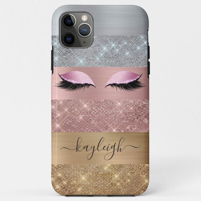 Silver Gold Rose Gold Glitter Beauty Eyelash Case-Mate iPhone Case (Back)