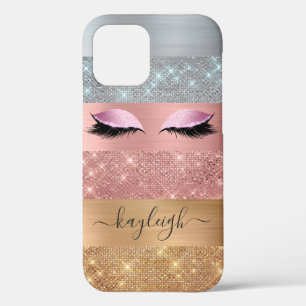 Silver Gold Rose Gold Glitter Beauty Eyelash iPhone 12 Case