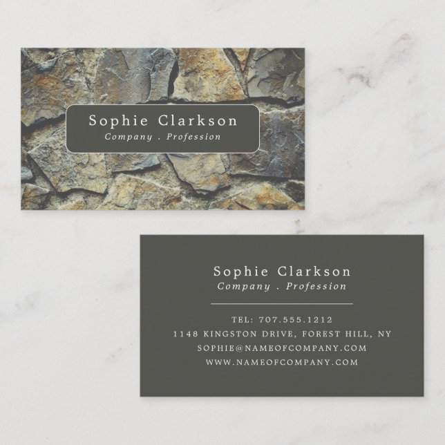 Silver & Gold Slate Effect, Rustic Business Card (Front/Back)