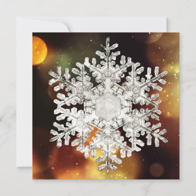 Silver & Gold Snowflake Crystal Sparkle  Holiday Card (Front)