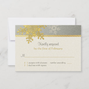 Silver Gold Snowflake Hiver Mariage Carte de répon