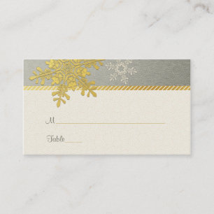 Silver Gold Snowflake Winter Wedding Place Cards