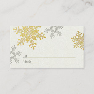 Silver Gold Snowflake Winter Wedding Place Cards