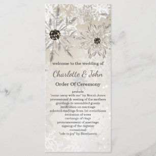silver gold snowflakes winter wedding programs
