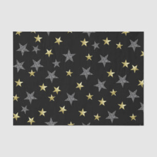 Silver & Gold Stars Black Hollywood Star Party Tissue Paper