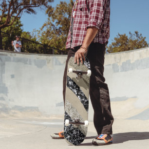 Silver Gold Wave Glitter Glam 1 Skateboard