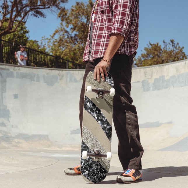 Silver Gold Wave Glitter Glam 1  Skateboard (Outdoor 2)