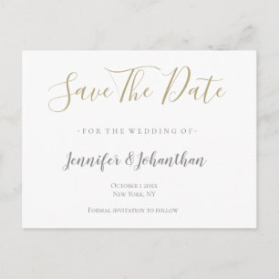 Silver & gold wedding save the date cards