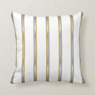 Silver Gold White Stripes Lumbar and Throw Pillows