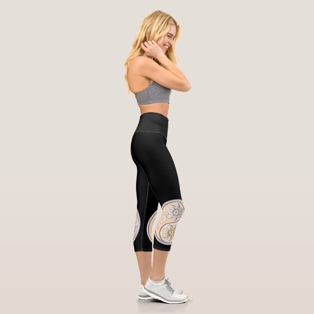 Silver & Gold Yin Yang Capri Leggings (Right)