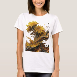 Silver GOLDEN SUNFLOWERS IN LIQUID GOLD AND SILVER T-Shirt
