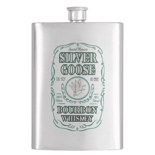 Silver Goose Bourbon Whiskey Hip Flask (Front)