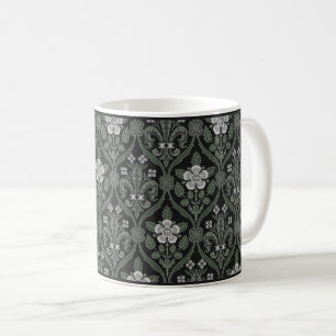 Silver Gothic Revival Roses and Lilies Coffee Mug