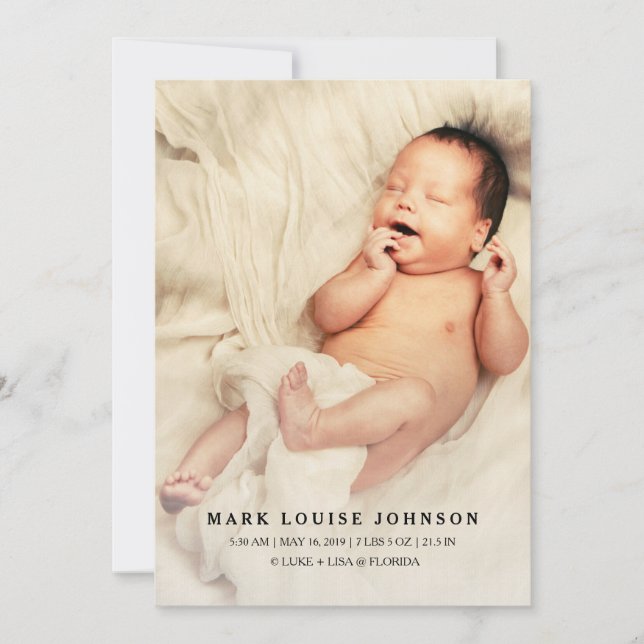 Silver Gradient Nouveau Faire-part de naissance ph (Devant)