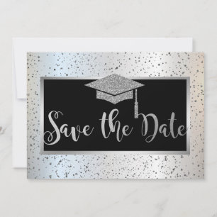 Silver  Graduation Cap,Confetti Save The Date