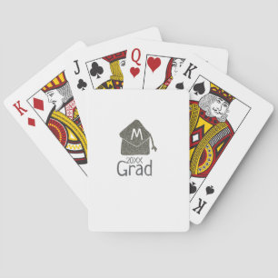 Silver graduation cap glitter add name grad year c playing cards