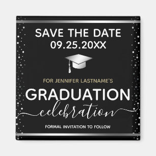 Silver Graduation Save the Date  Magnet