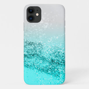 Silver Gray Aqua Teal Ocean Glitter #1 iPhone 11 Case