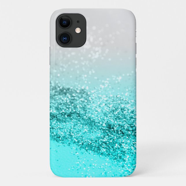 Silver Gray Aqua Teal Ocean Glitter #1 Case-Mate iPhone Case (Back)